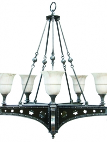L-604BL_Machine Age 5 light chandelier with allabaster